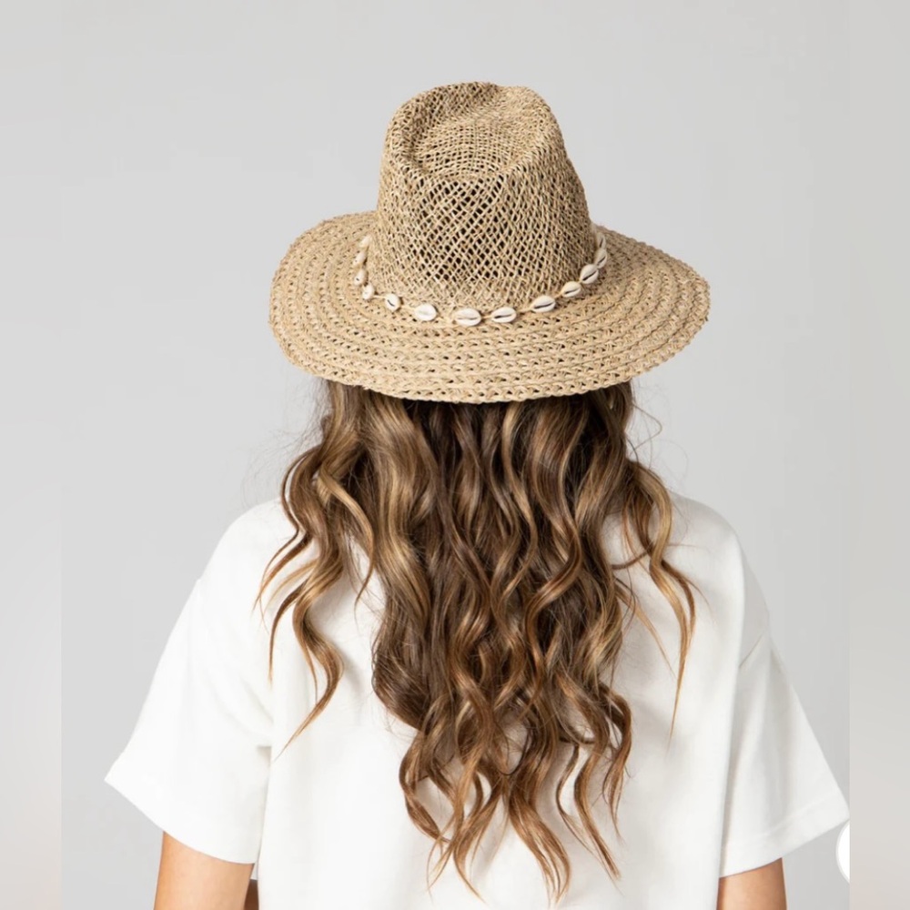 Free People X San Diego Hat Company Seagrass fedora with shell trim - Picture 4 of 15
